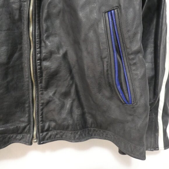 Vintage | MILAN | xl - extra large | Men's Leather Jacket | Black - Blue - White - Picture 8 of 16